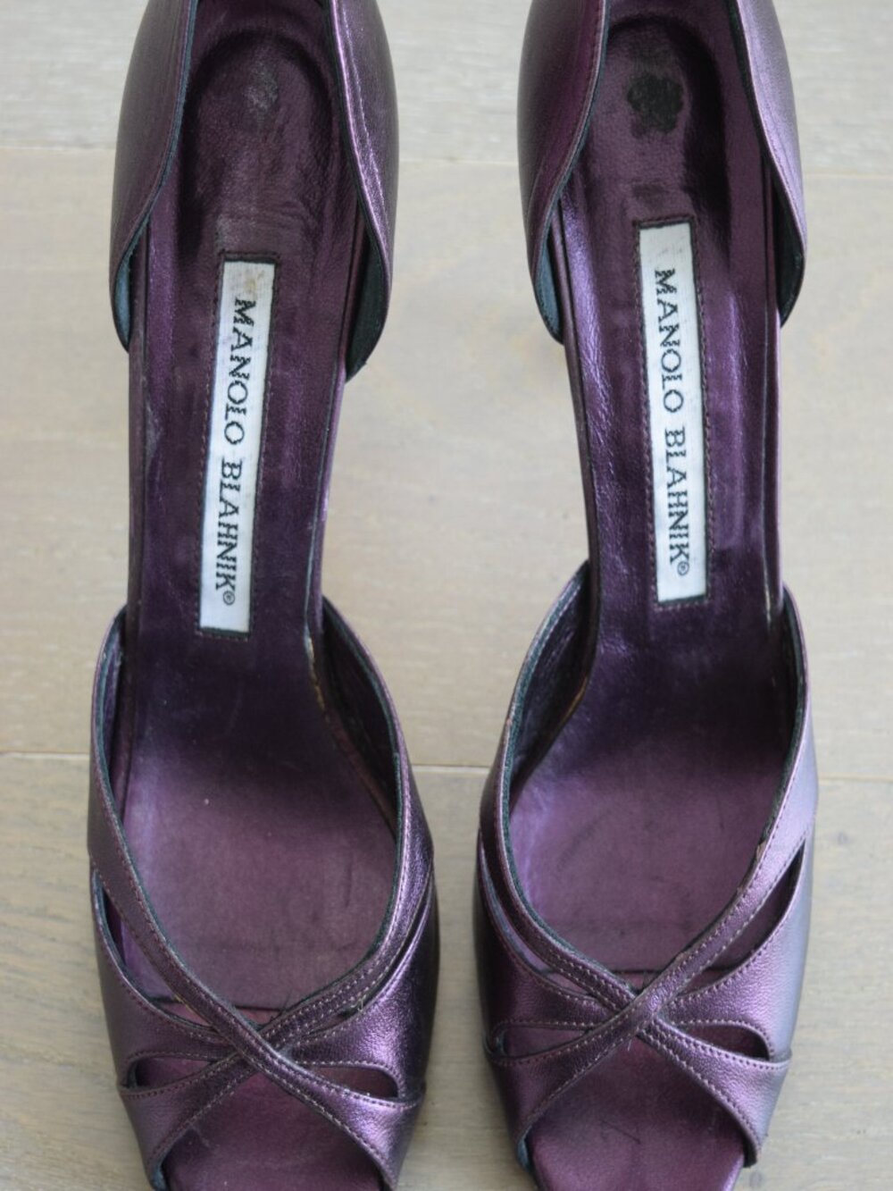 Manolo Blahnik Vintage Purple Strappy Sandal Heels